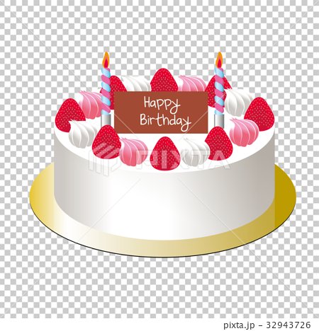 バースデーケーキ ショートケーキのイラスト Strawberry Sponge Cakeのイラスト素材 32943726 Pixta