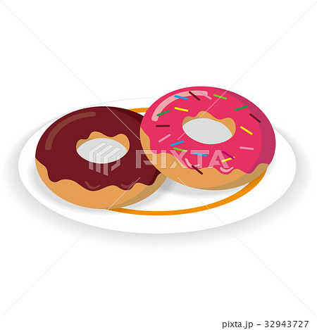 チョコとイチゴのドーナツのイラスト Donuts Illustrationのイラスト素材