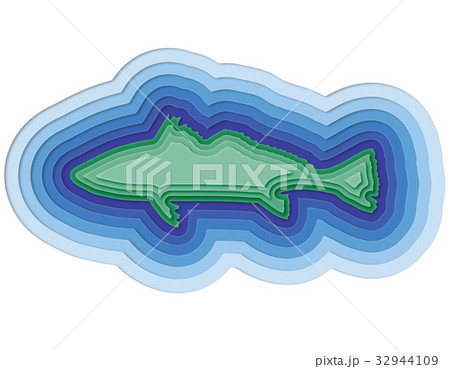 illustration of a layered fish in the ocean 32944109