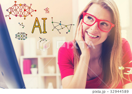 AI text with young woman AI text with young woman 32944589