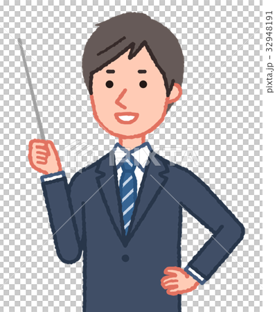 スーツ　指示棒を持つ男性　腰当て 32948191