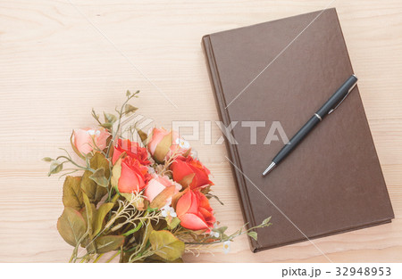 Retro book on wood background Retro book on wood background 32948953