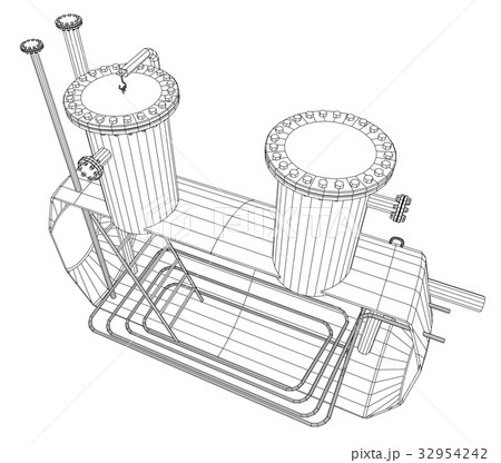 Heated barrel. Industrial tank. EPS10 format 32954242