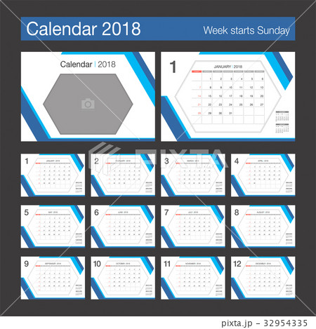 2018 Calendar. Calendar modern design template. 32954335