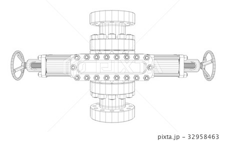 Blowout preventer. Wire frame style Blowout preventer. Wire frame style 32958463
