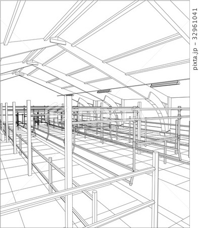 Abstract industrial building constructions indoor 32961041