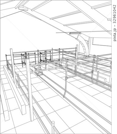 Abstract industrial building constructions indoor 32961042