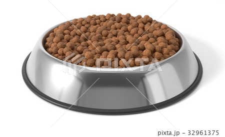 3d illustration of Pet food in bowl. 32961375