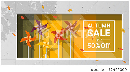 Autumn sale window display with colorful pinwheels 32962000