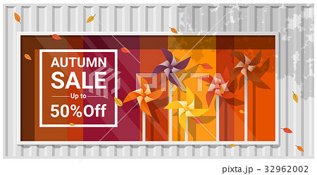 Autumn sale window display with colorful pinwheels 32962002