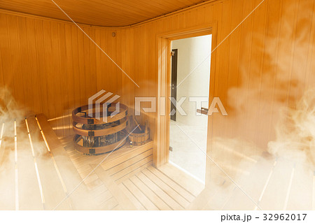 Interior of Finnish sauna, classic wooden sauna 32962017
