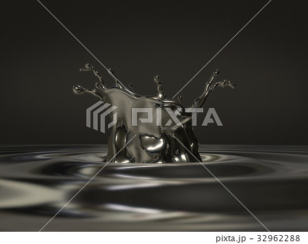 Silver splashing,ripples and waves.3D rendering 32962288