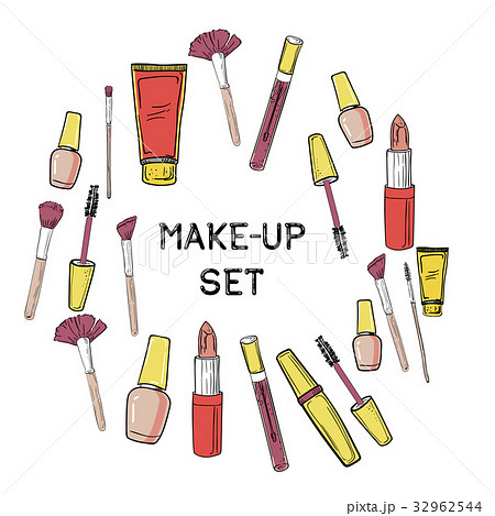 Hand drawn Beauty and makeup icons set 32962544