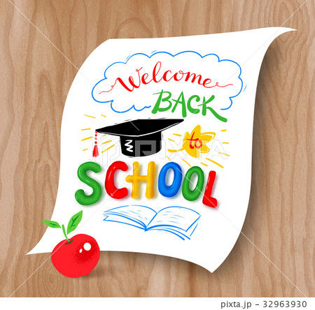 Back to School lettering with graduation hat Back to School lettering with graduation hat 32963930