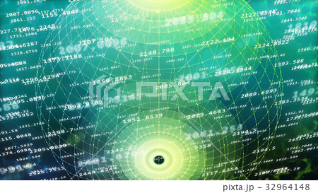 Computer cyberspace with two poles and a grid 32964148