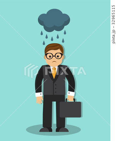 Sad businessman in the rain Sad businessman in the rain 32965115