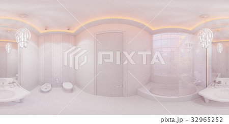 3d illustration 360 degrees panorama bathroom 3d illustration 360 degrees panorama bathroom 32965252