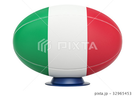 Rugby Ball with flag of Italy, 3D rendering Rugby Ball with flag of Italy, 3D rendering 32965453
