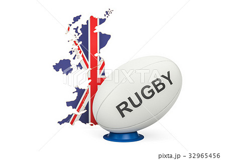 Rugby Ball with map of United Kingdom 32965456