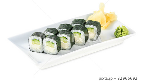 Rolls with cucumber and cheese MITAKA isolated Rolls with cucumber and cheese MITAKA isolated 32966692
