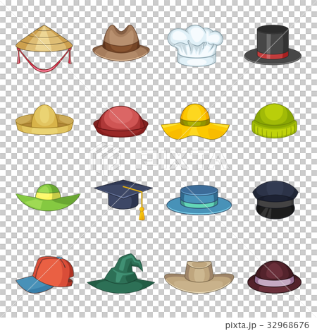 Hat cap icons set, cartoon style 32968676