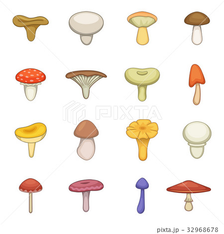 Mushroom icons set, cartoon style Mushroom icons set, cartoon style 32968678