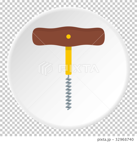 Corkscrew with wooden handle icon circle Corkscrew with wooden handle icon circle 32968740
