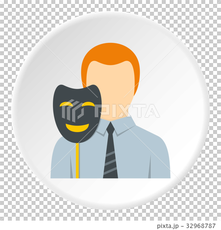 Businessman holding fake mask smile icon circle - Stock Illustration ...