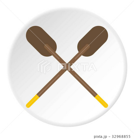 Two wooden crossed oars icon circle 32968855