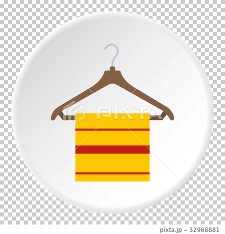 Yellow scarf on wooden coat hanger icon circle Yellow scarf on wooden coat hanger icon circle 32968881