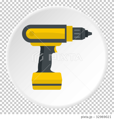 Yellow electric screwdriver drill icon circle Yellow electric screwdriver drill icon circle 32969021