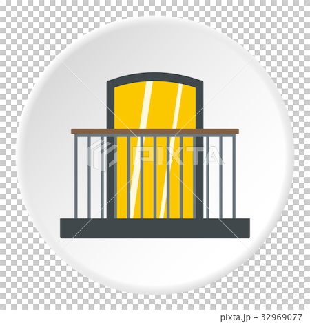 Balcony with iron railing i icon circle 32969077