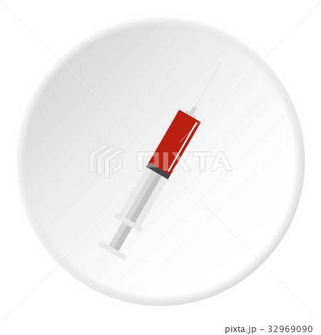 Syringe with red liquid icon circle Syringe with red liquid icon circle 32969090