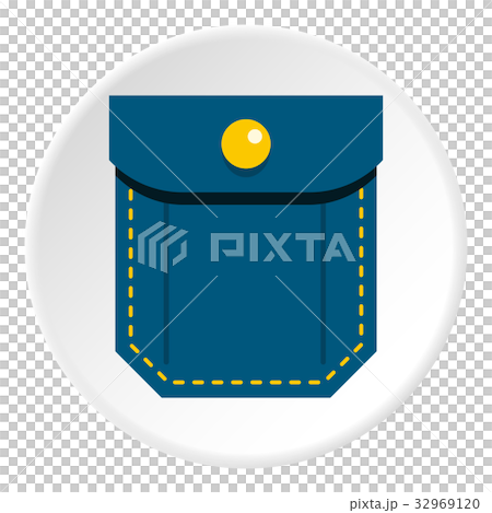 Blue pocket with yellow button icon circle Blue pocket with yellow button icon circle 32969120