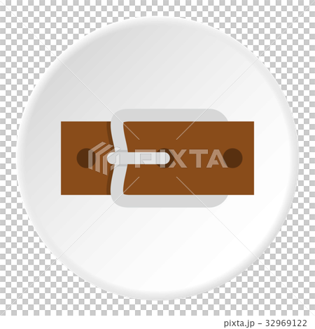 Leather belt with silver buckle icon circle 32969122