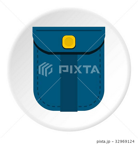 Blue shirt pocket with yellow button icon circle 32969124
