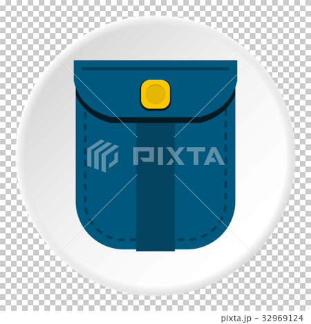 Blue shirt pocket with yellow button icon circle 32969124