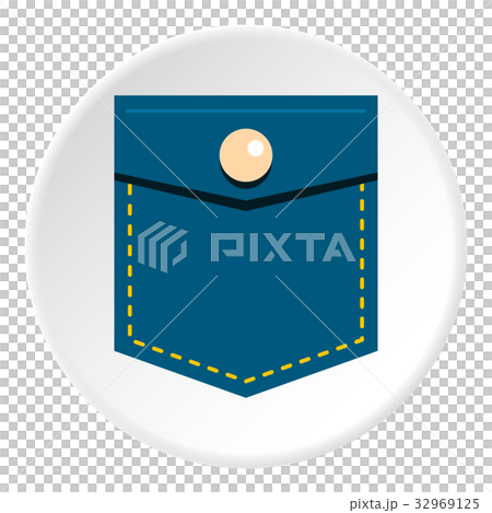 Blue jeans pocket with button icon circle 32969125