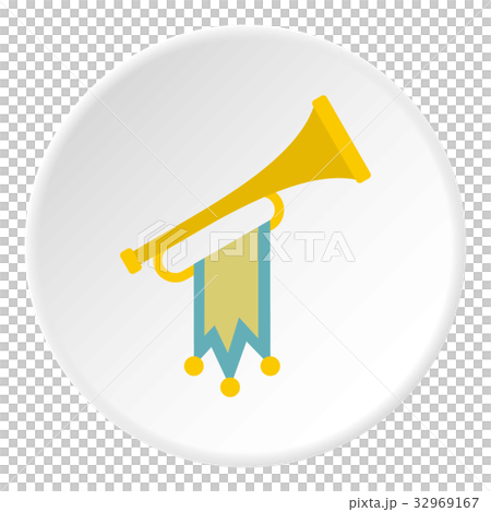 Trumpet with flag icon circle Trumpet with flag icon circle 32969167