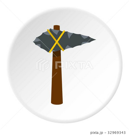 Ancient stone axe icon circle 32969343
