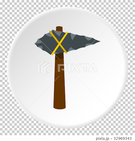 Ancient stone axe icon circle 32969343