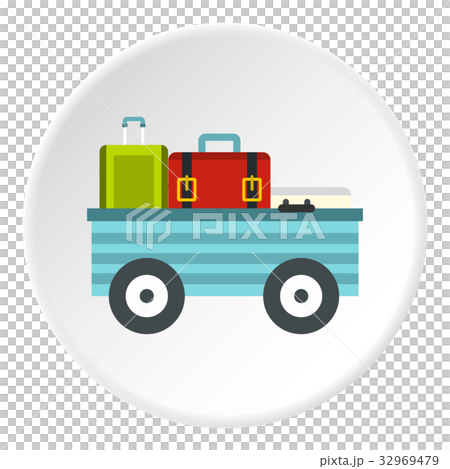 Freight trolley with loaded baggage icon circle Freight trolley with loaded baggage icon circle 32969479