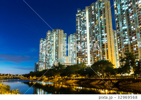 Hong Kong apartment at night 32969568