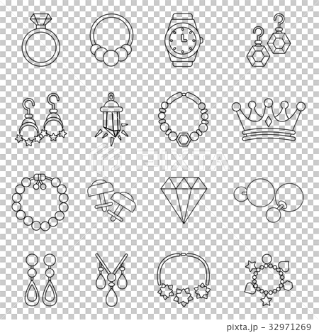 Jewelry shop icons set, outline style 32971269