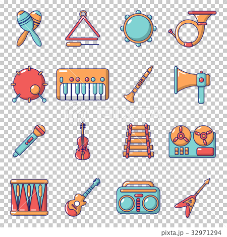 Musical instruments icons set, cartoon style Musical instruments icons set, cartoon style 32971294