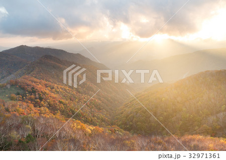 Beautiful sunset in Nikko of autumn Beautiful sunset in Nikko of autumn 32971361