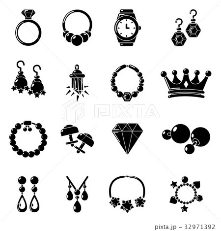 Jewelry shop icons set, simple style 32971392