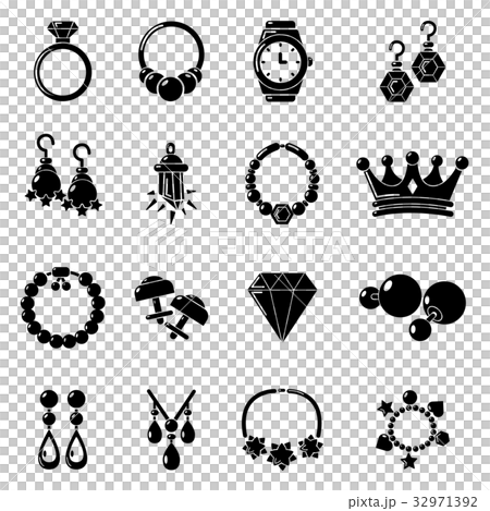 Jewelry shop icons set, simple style 32971392
