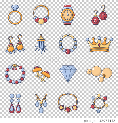 Jewelry shop icons set, cartoon style Jewelry shop icons set, cartoon style 32971412