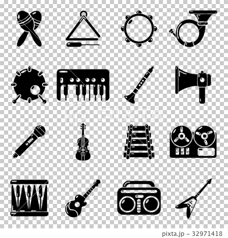 Musical instruments icons set, simple style 32971418